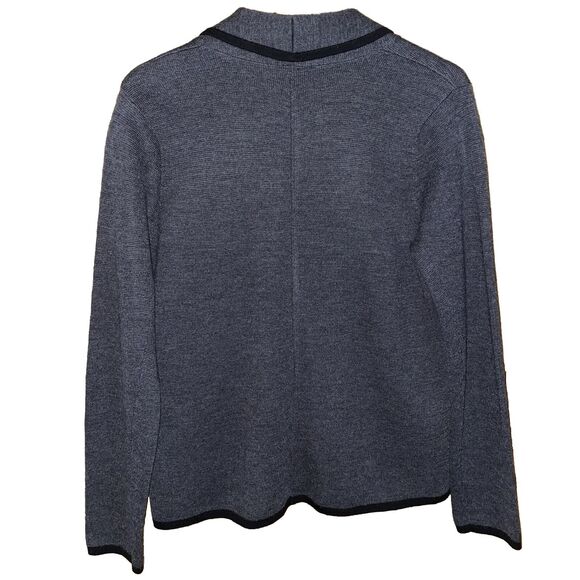 ANN TAYLOR Loft 48% Wool Black Classic Large Petite Blazer Clasp Work Attire - Picture 3 of 7